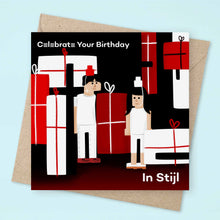 Load image into Gallery viewer, Celebrate Your Birthday In Stijl | De Stijl | White Stripes | Jack White Birthday card
