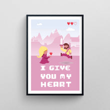 Load image into Gallery viewer, 8-Bit Video game - I give you my heart | Custom Hero art print
