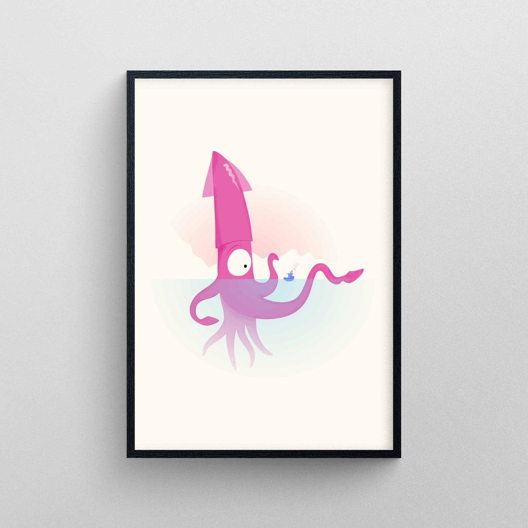 Curious Depths - Colossal Squid Giclée Print