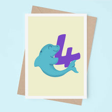 Load image into Gallery viewer, Dolphin 4th birthday card