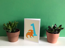 Load image into Gallery viewer, Parasaurolophus 1st birthday card