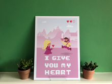 Load image into Gallery viewer, 8-Bit Video game - I give you my heart | Custom Hero art print