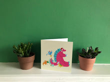 Load image into Gallery viewer, Cute Dinosaur Christmas Card