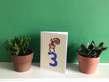 Load image into Gallery viewer, Cheeky monkey 3rd birthday card