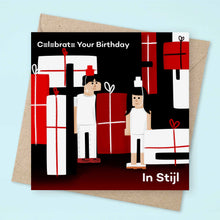Load image into Gallery viewer, Celebrate Your Birthday In Stijl | De Stijl | White Stripes | Jack White Birthday card

