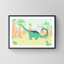 Load image into Gallery viewer, Apatosaurus skating dinosaur print
