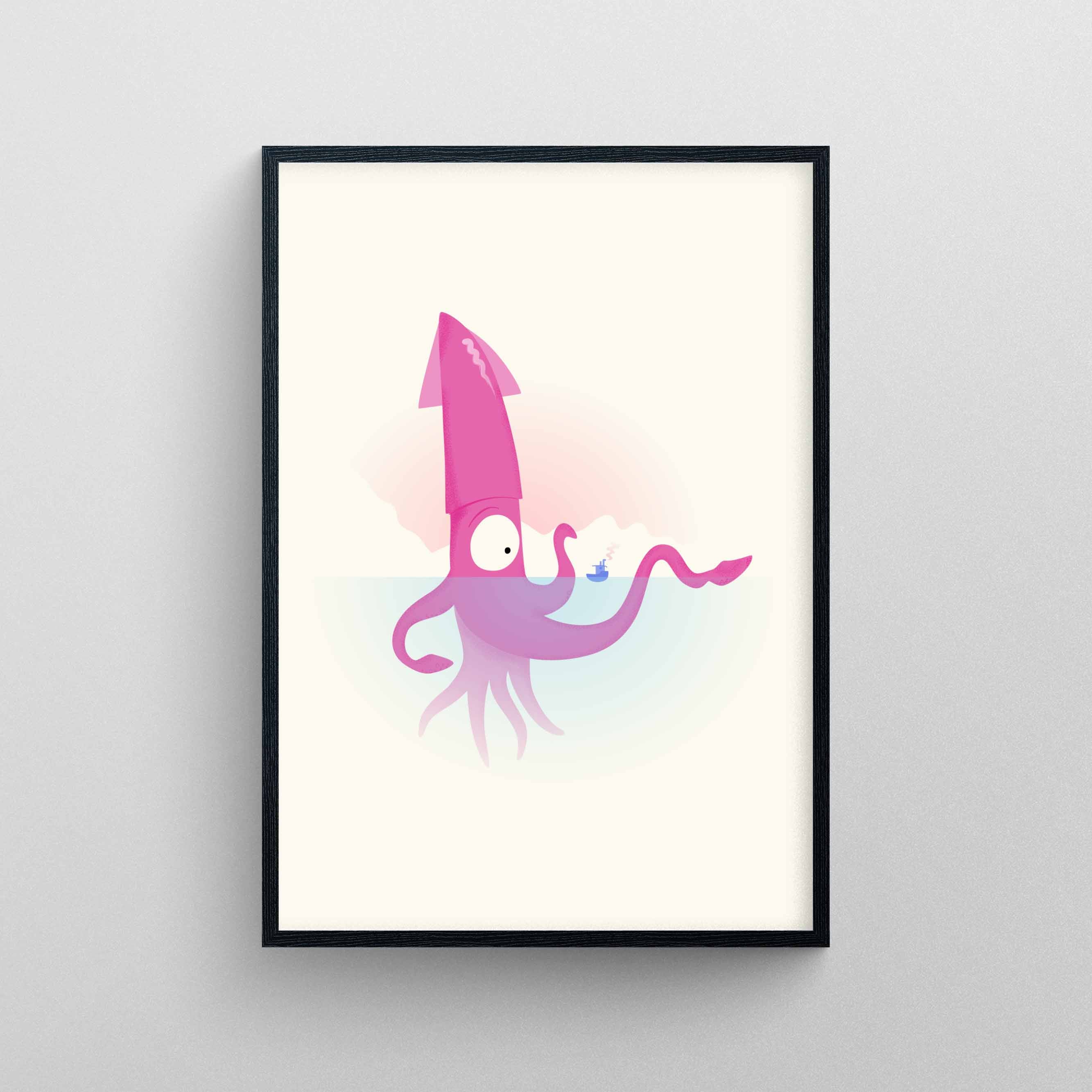Curious Depths - Colossal Squid Giclée Print – Alex Strange