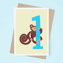 Load image into Gallery viewer, Cheeky monkey 1st birthday card
