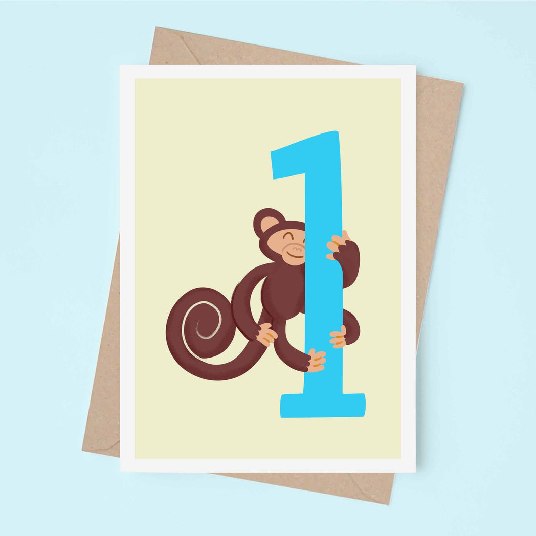 Cheeky monkey 1st birthday card