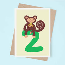 Load image into Gallery viewer, Cheeky monkey 2nd birthday card
