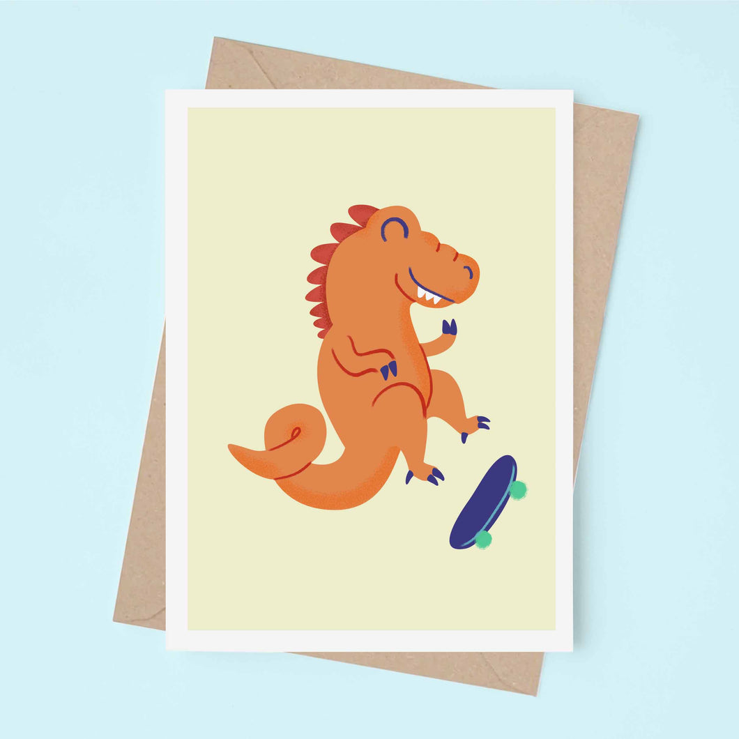 Skating T- Rex Greetings card