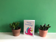 Load image into Gallery viewer, Happy birthday Stegosaurus card
