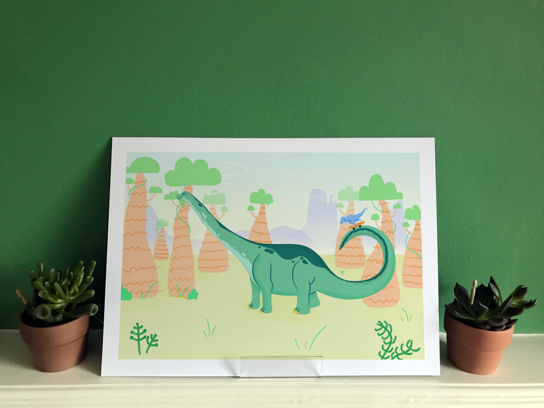 Apatosaurus skating dinosaur print