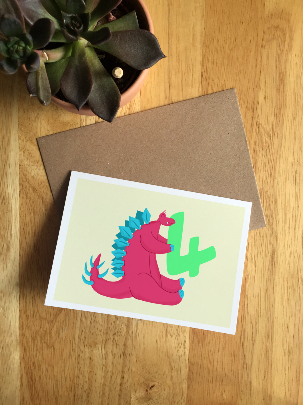 Stegosaurus 4th birthday card