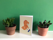 Load image into Gallery viewer, Skating T- Rex Greetings card
