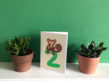 Load image into Gallery viewer, Cheeky monkey 2nd birthday card
